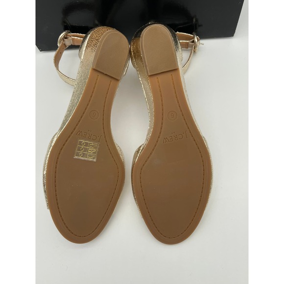 NEW J CREW METALLIC GOLD WEDGE ANKLE STRAP SANDALS - Picture 8 of 10